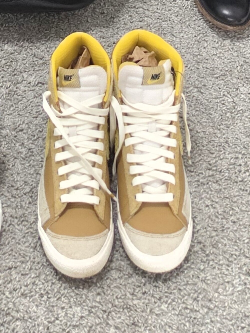 Nike Women’s High-Top Sneakers in Yellow and Tan with White Accents